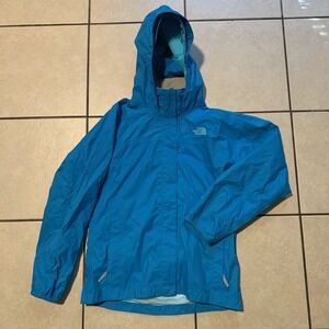The North Face Youth Kids Large Blue Hyvent Full Zip Hooded Raincoat Jacket